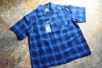 Colimbo インディゴ糸50sオンブレチェックオープンカラーシャツ「OPEN COLLAR SHIRT」