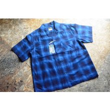 他の写真1: Colimbo インディゴ糸50sオンブレチェックオープンカラーシャツ「OPEN COLLAR SHIRT」