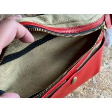 他の写真3: 池之端銀革店 Crampイタリアンシュリンクレザー×キャンバス ポケットバッグ