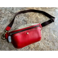 池之端銀革店 Crampイタリアンシュリンクレザー×キャンバス ポケットバッグ