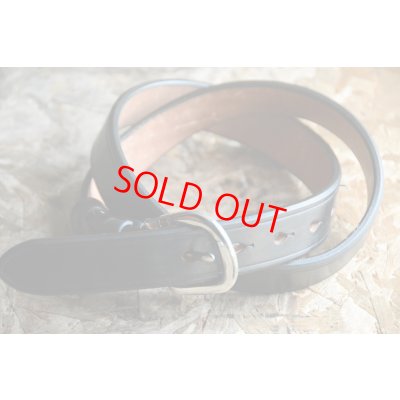 画像1: 池之端銀革店 牛革UKサドルレザー32mm馬蹄バックルベルト