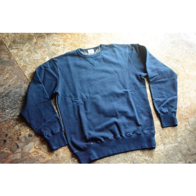 画像1: 柿渋染めインディゴスウェットトレーナー4本針フラットシーマ