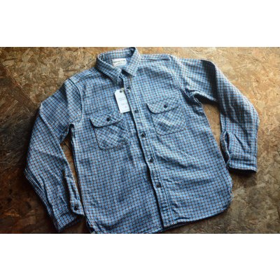 画像1: サムライジーンズ チーズ染色糸インディゴヘビーネルワークシャツ