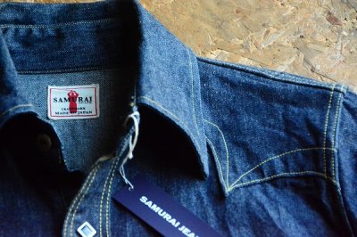 画像1: SAMURAIJEANS10oz刀耳カモメデニムウエスタンシャツ