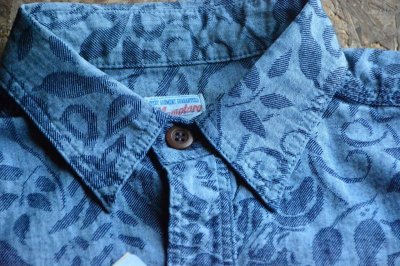 画像2: momotaro jeans2022SSインディゴジャガードボタニカル柄半袖シャツ