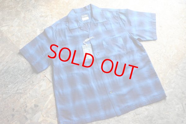 画像1: Colimbo インディゴ糸50sオンブレチェックオープンカラーシャツ「OPEN COLLAR SHIRT」 (1)