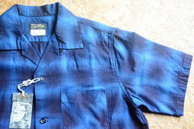 画像2: Colimbo インディゴ糸50sオンブレチェックオープンカラーシャツ「OPEN COLLAR SHIRT」