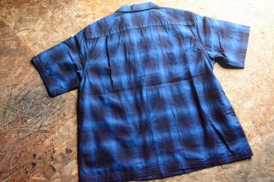 画像3: Colimbo インディゴ糸50sオンブレチェックオープンカラーシャツ「OPEN COLLAR SHIRT」