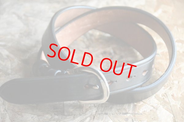 画像1: 池之端銀革店 牛革UKサドルレザー32mm馬蹄バックルベルト (1)