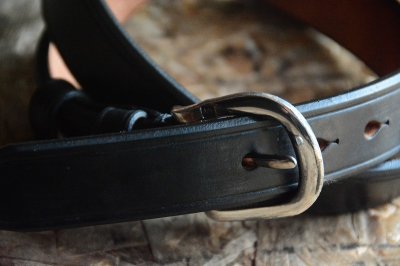 画像2: 池之端銀革店 牛革UKサドルレザー32mm馬蹄バックルベルト
