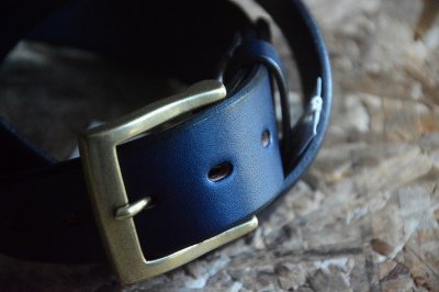 画像1: SAMURAI JEANS 国産栃木藍染レザーベルト「indigo-dyed belt」