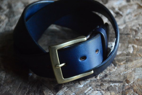 画像1: SAMURAI JEANS 国産栃木藍染レザーベルト「indigo-dyed belt」 (1)