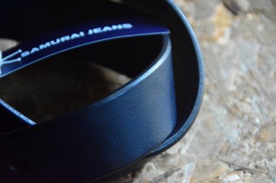 画像2: SAMURAI JEANS 国産栃木藍染レザーベルト「indigo-dyed belt」