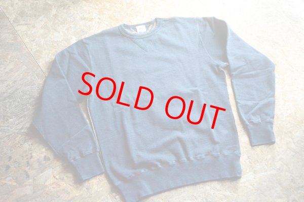 画像1: 柿渋染めインディゴスウェットトレーナー４本針フラットシーマ (1)