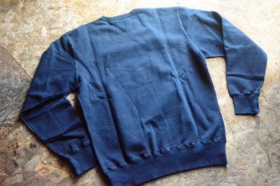 画像3: 柿渋染めインディゴスウェットトレーナー4本針フラットシーマ