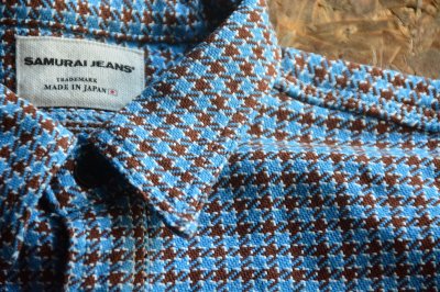 画像2: サムライジーンズ チーズ染色糸インディゴヘビーネルワークシャツ
