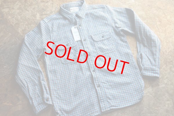 画像1: サムライジーンズ チーズ染色糸インディゴヘビーネルワークシャツ (1)