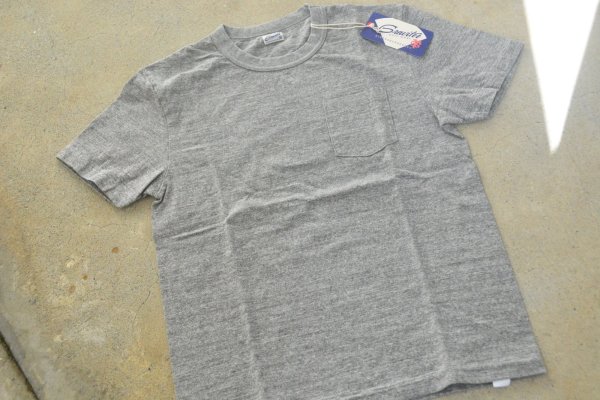 画像1: ストラスバーガー GRAVITEE吊り編み無地ポケットTシャツ（ヘザーグレー） (1)