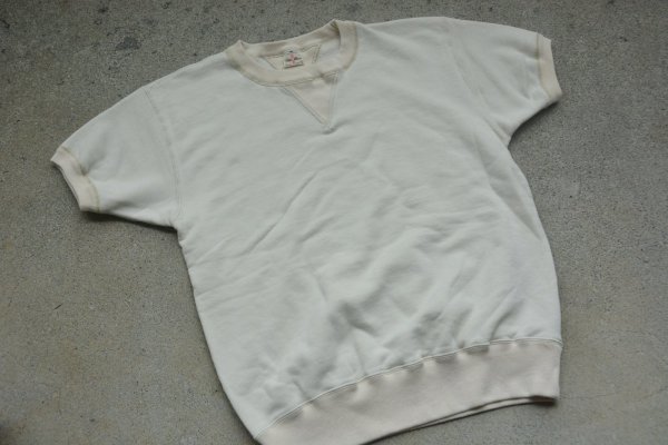 画像1: Two Moon 吊り編み両Vガゼット半袖スウェットシャツ「Double V-gusset」 (1)