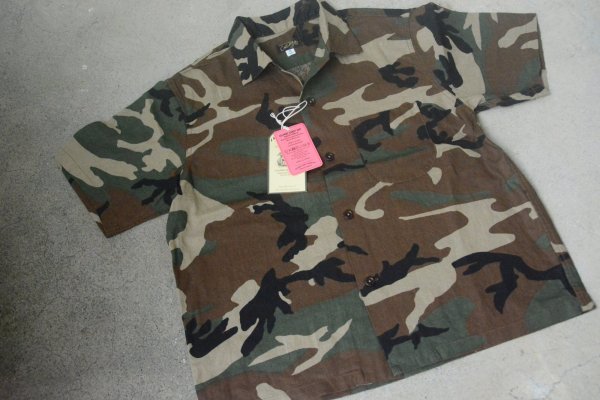 画像1: Colimbo モデストオープンカラーリネンシャツ「Heavy Weight Linen WOODLAND CAMO」 (1)